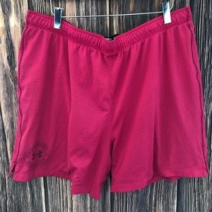 Womens Under Armour mesh pink shorts sport sz XL